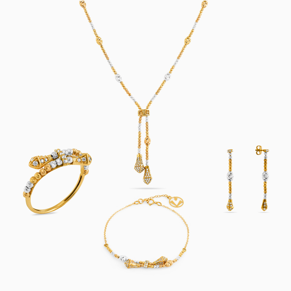 Beaded Cubic Zirconia Full Set in 18K Gold (4 Pieces) Beaded Cubic Zirconia Full Set in 18K Gold (4 Pieces)