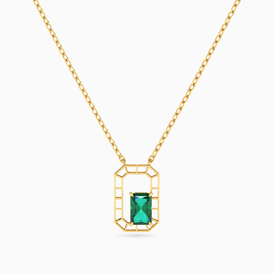 Rectangle Green Stones Necklace in 18K Gold Rectangle Green Stones Necklace in 18K Gold