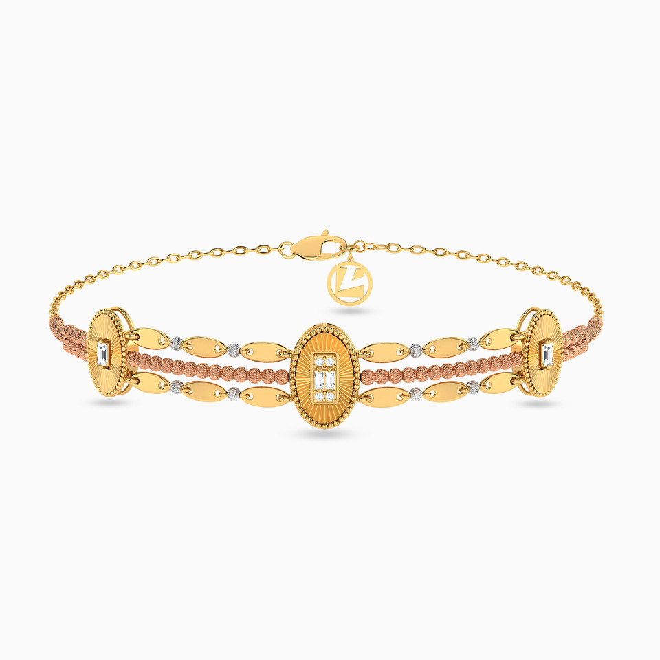 Beaded Cubic Zirconia Chain Bracelet in 21K Gold Beaded Cubic Zirconia Chain Bracelet in 21K Gold