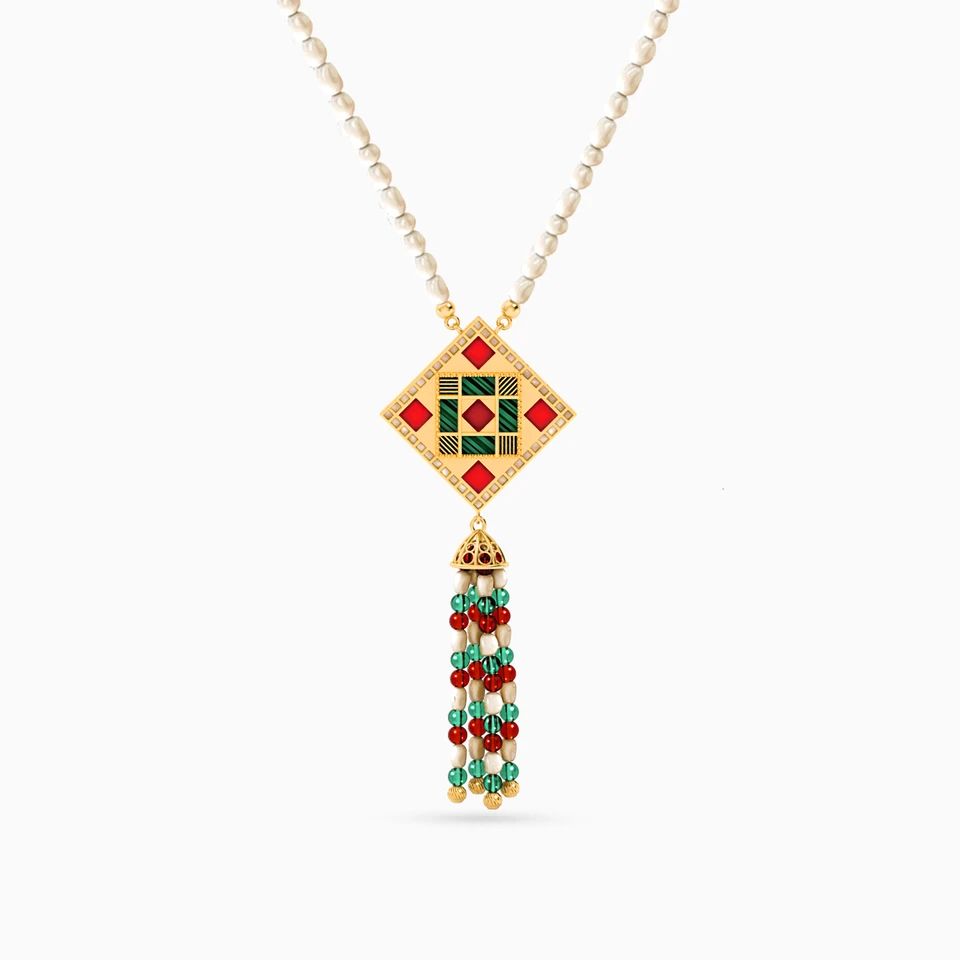 Ball Colored Stones Chain Necklace in 18K Gold Ball Colored Stones Chain Necklace in 18K Gold