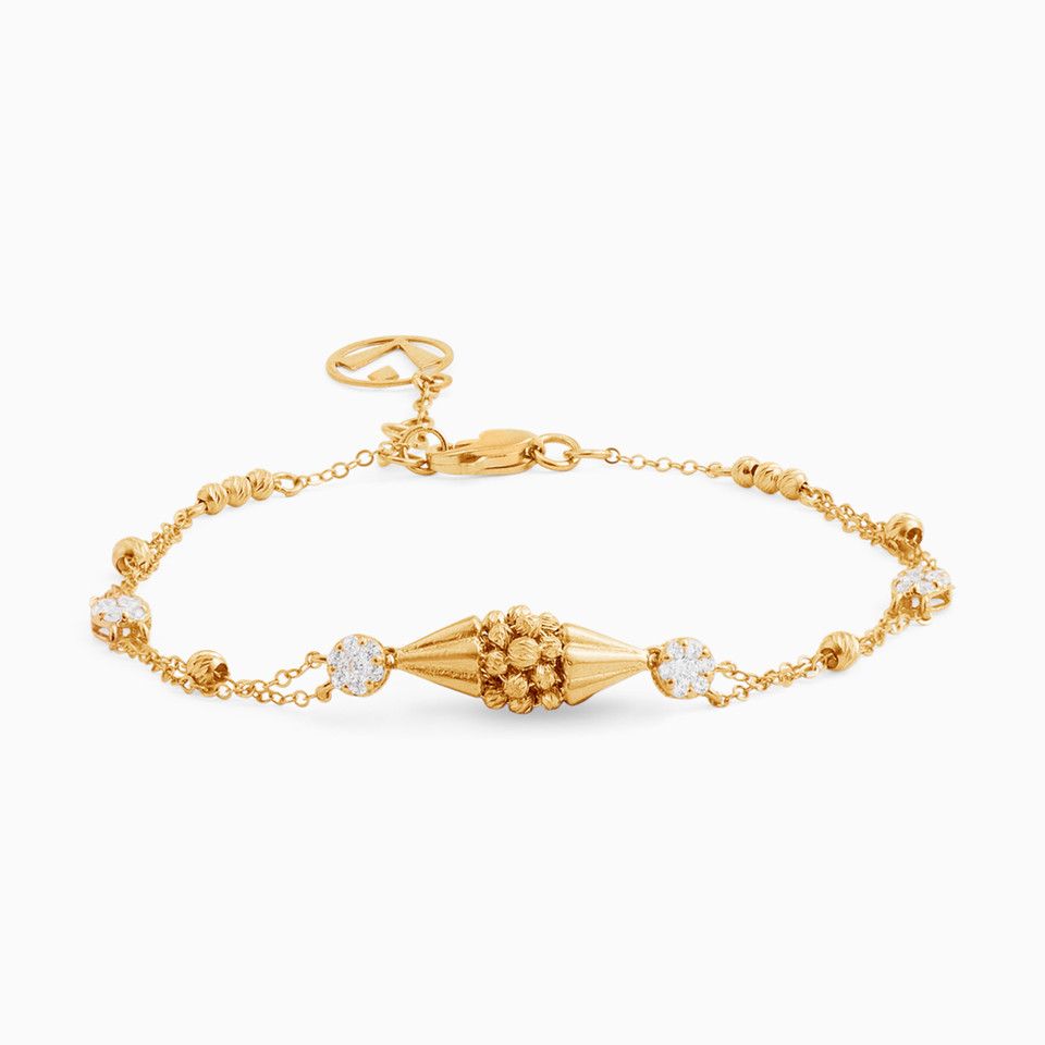 Beaded Cubic Zirconia Chain Bracelet in 21K Gold Beaded Cubic Zirconia Chain Bracelet in 21K Gold
