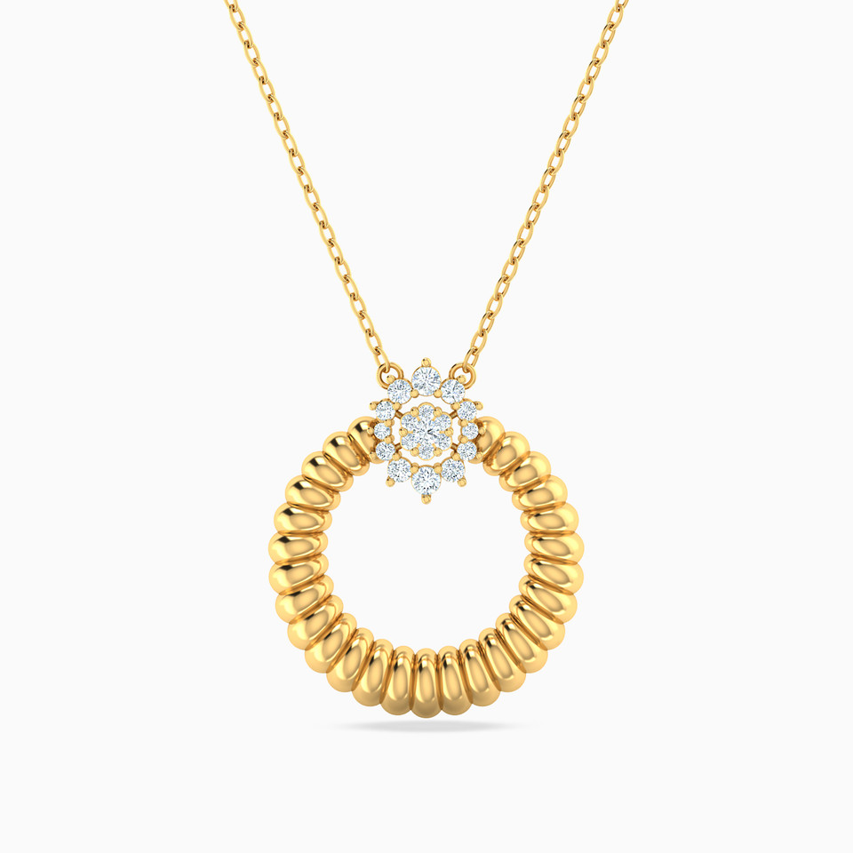 Circle Cubic Zirconia Necklace in 18K Gold Circle Cubic Zirconia Necklace in 18K Gold