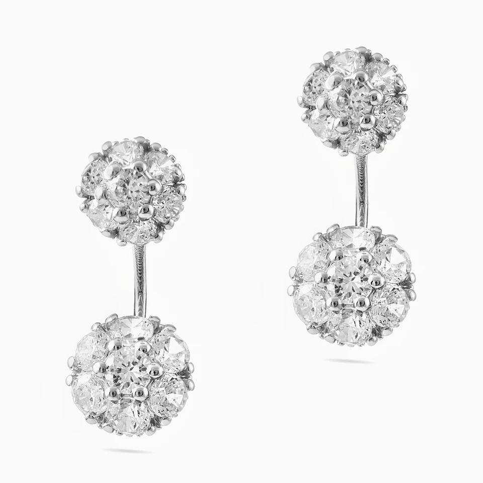 Round Cubic Zirconia Drop Earrings in 18K Gold Round Cubic Zirconia Drop Earrings in 18K Gold