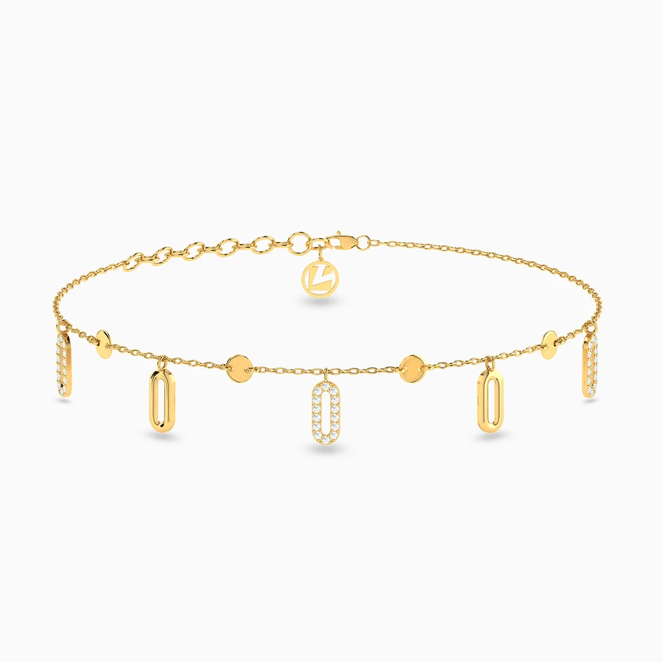 Oval Cubic Zirconia Chain Bracelet in 21K Gold Oval Cubic Zirconia Chain Bracelet in 21K Gold