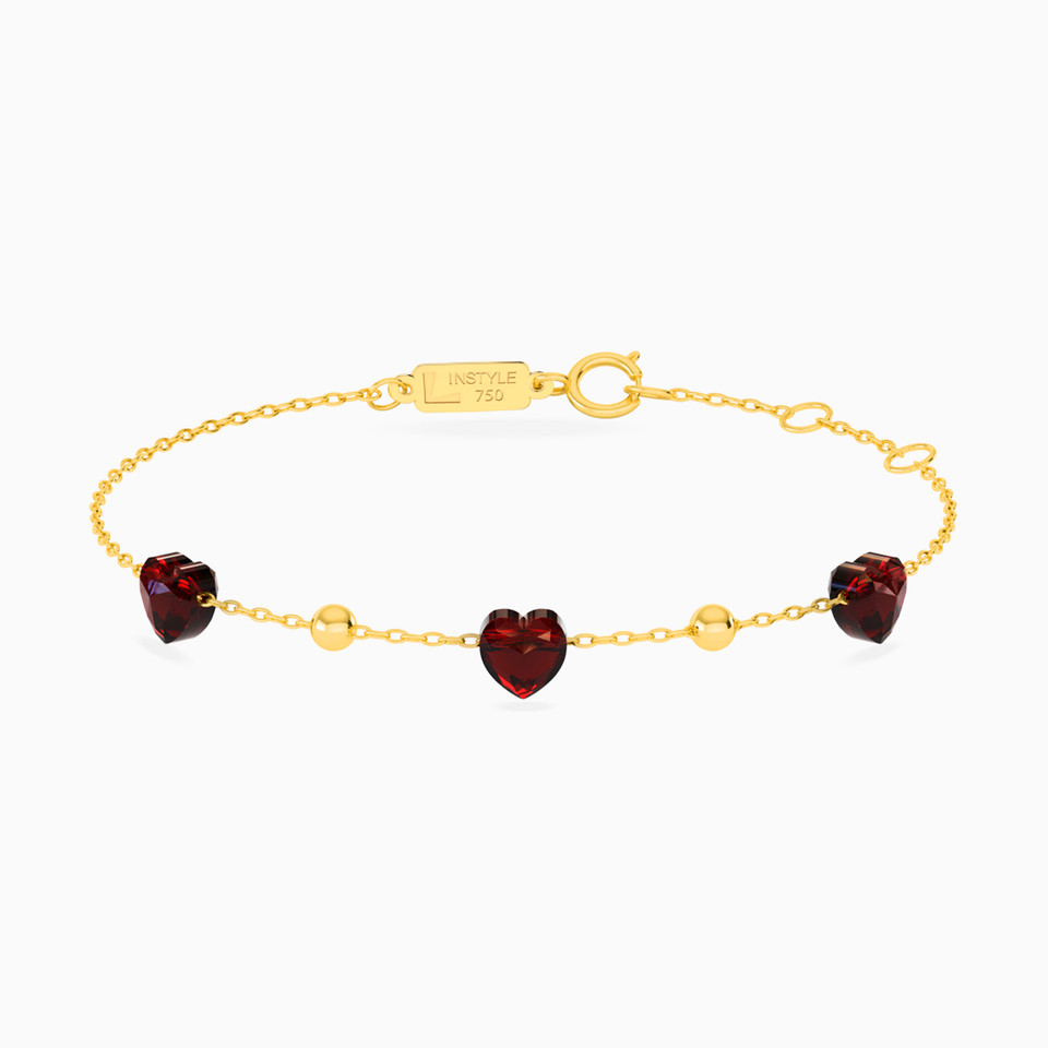 Heart Red Stone Chain Bracelet in 18K Gold Heart Red Stone Chain Bracelet in 18K Gold