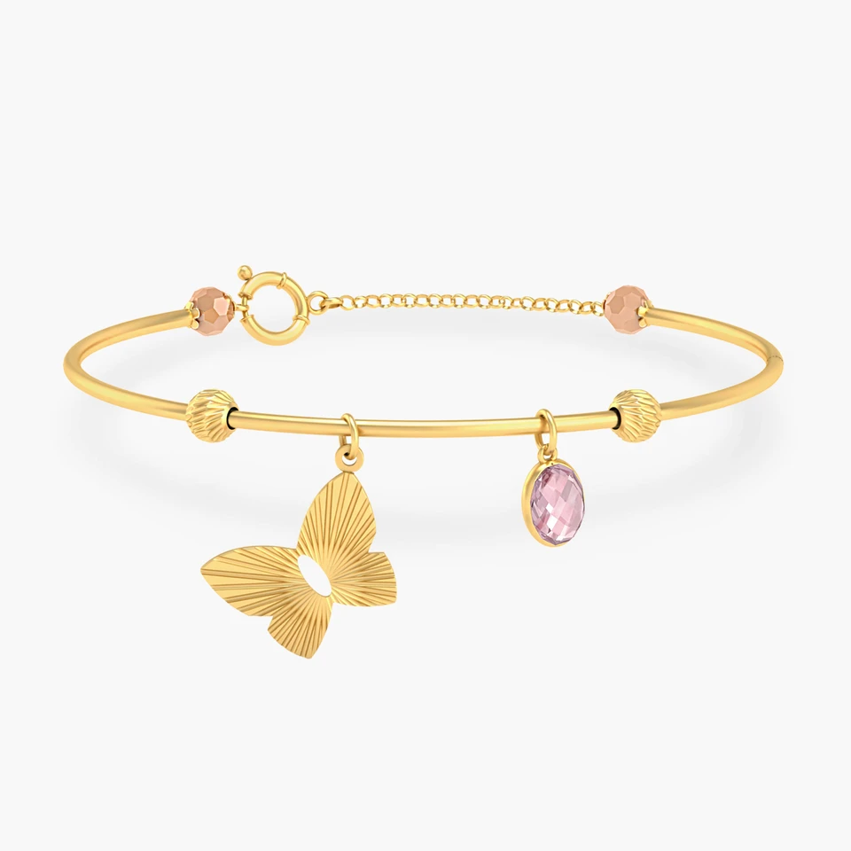 Butterfly Rose Stone Chain Bracelet in 18K Gold Butterfly Rose Stone Chain Bracelet in 18K Gold