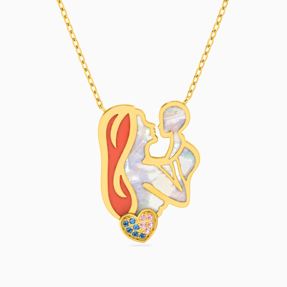 Mother & Baby Colored Stones Necklace in 18K Gold Mother & Baby Colored Stones Necklace in 18K Gold