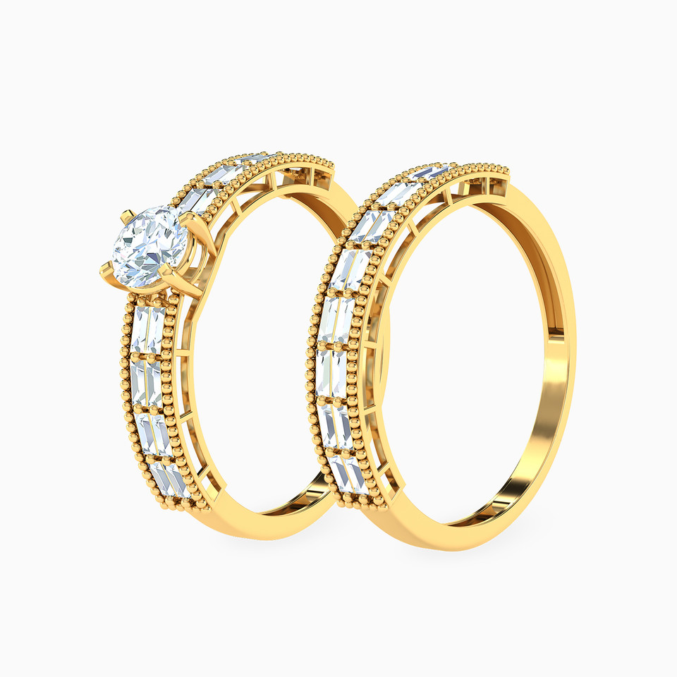 Baguette Cubic Zirconia Twin Rings in 18K Gold Baguette Cubic Zirconia Twin Rings in 18K Gold