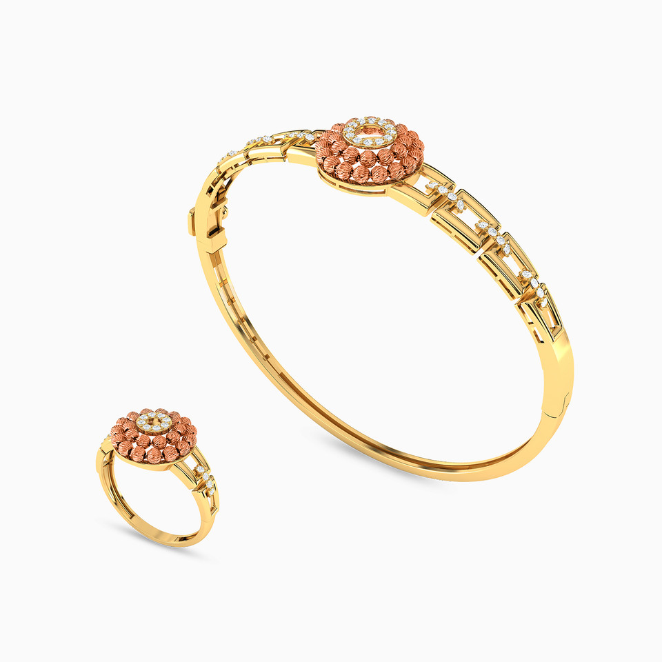 Circle Cubic Zirconia Half Set in 21K Gold (2 Pieces) Circle Cubic Zirconia Half Set in 21K Gold (2 Pieces)