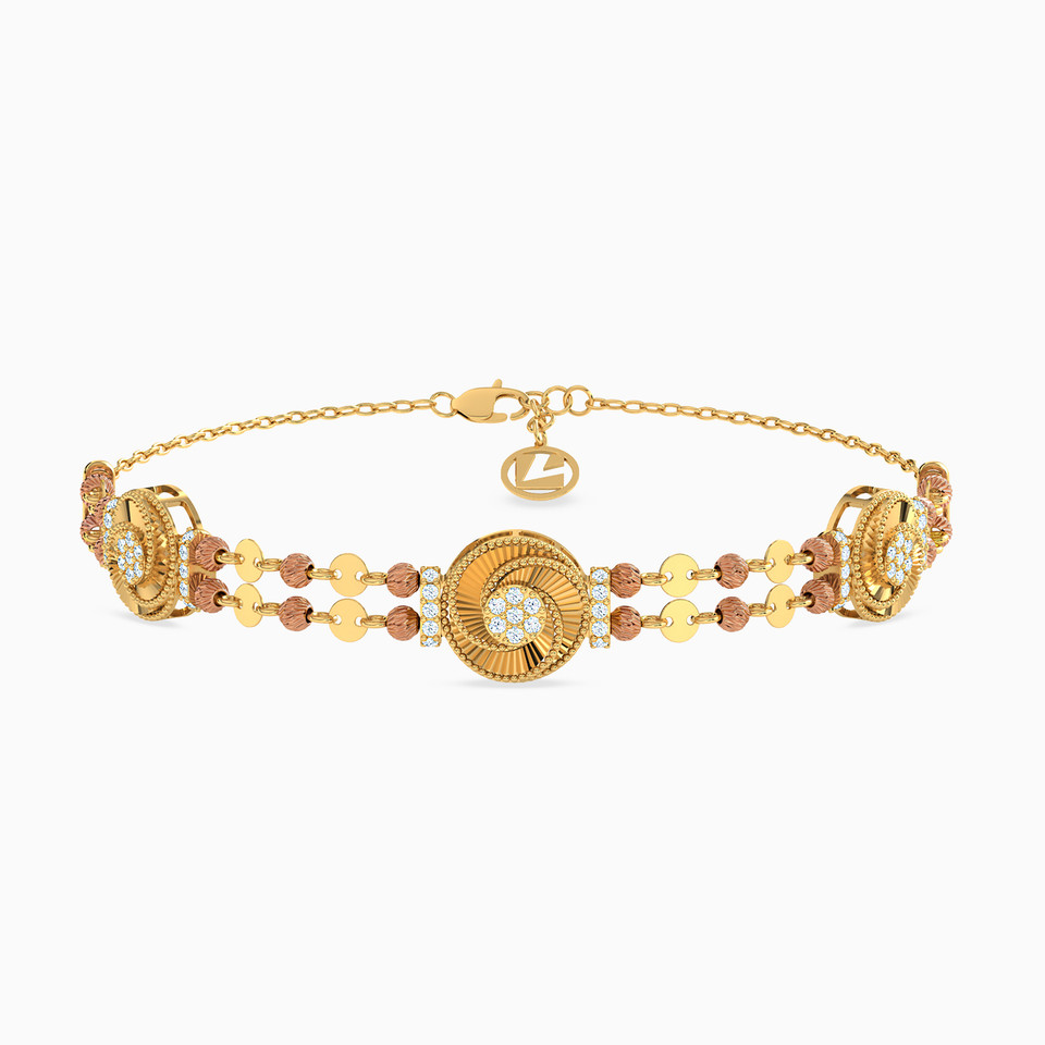 Beaded Cubic Zirconia Chain Bracelet in 21K Gold Beaded Cubic Zirconia Chain Bracelet in 21K Gold