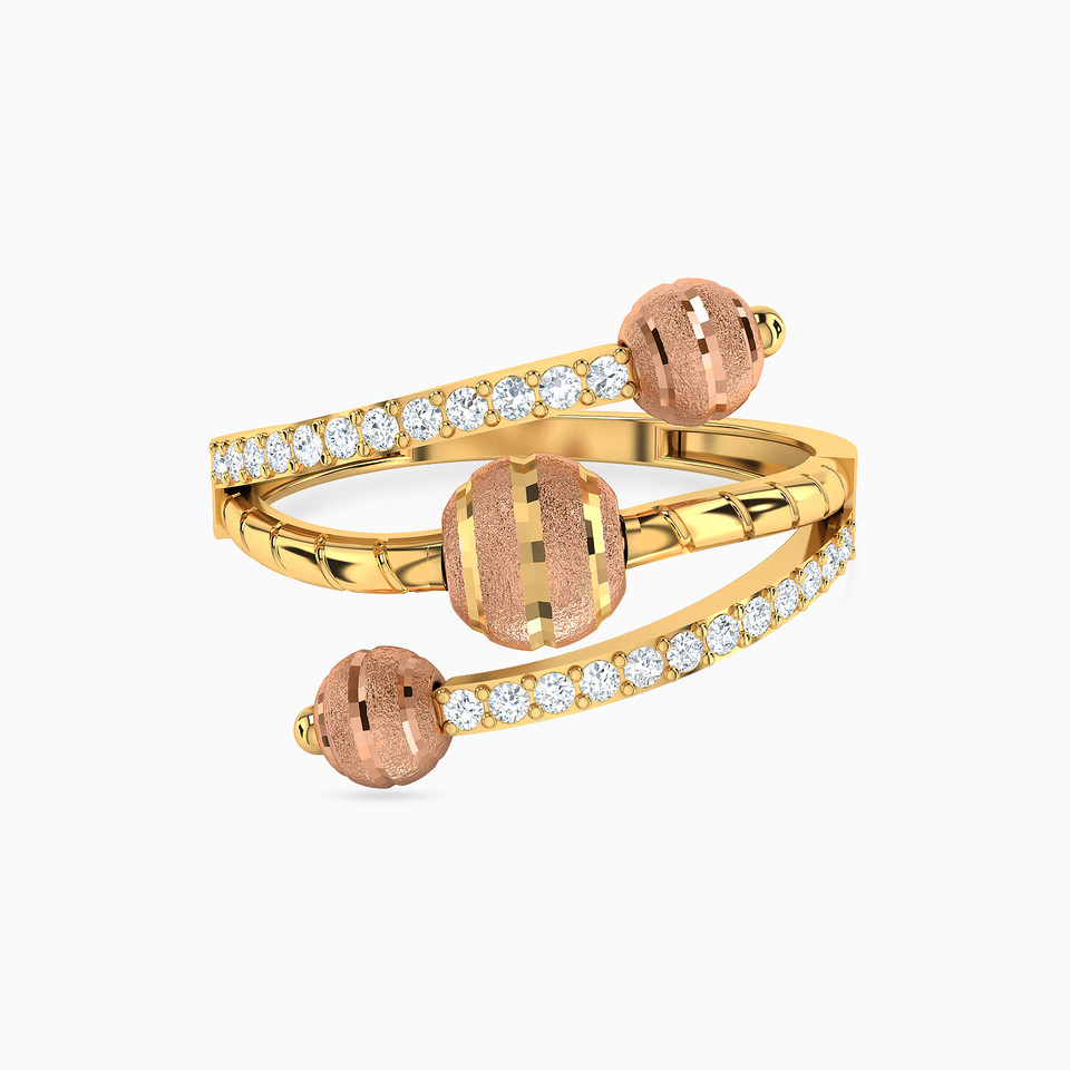 Round Cubic Zirconia Two headed Ring in 21K Gold Round Cubic Zirconia Two headed Ring in 21K Gold