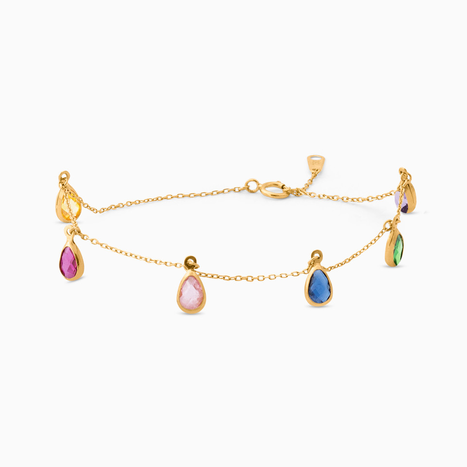 Oval Colored Stones Chain Bracelet in 18K Gold Oval Colored Stones Chain Bracelet in 18K Gold