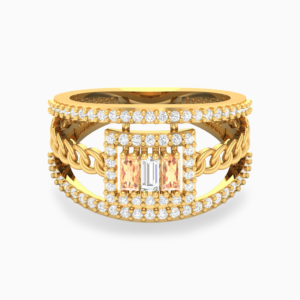 18K Gold Colored Stones Statement Ring | L'azurde KSA