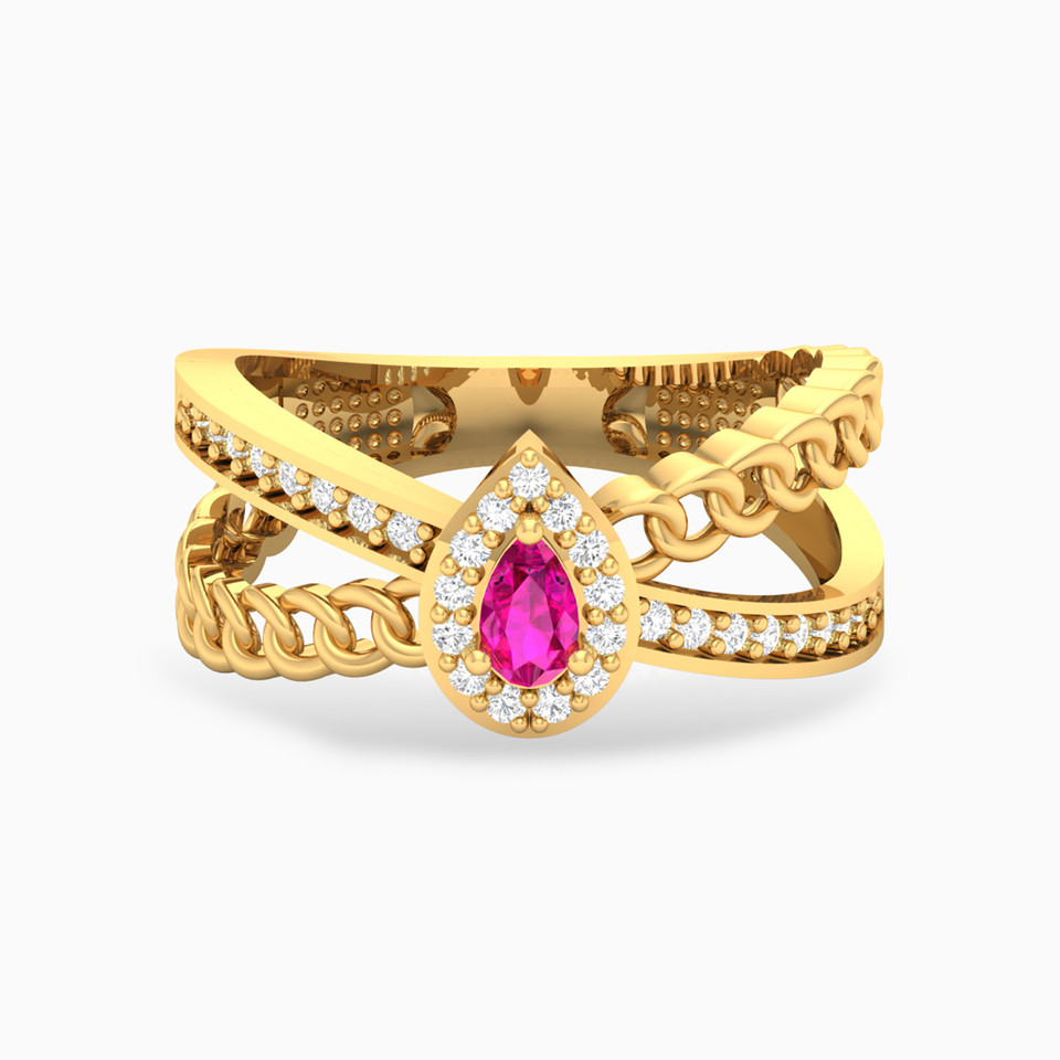 Pear Rose Stone Ring in 18K Gold Pear Rose Stone Ring in 18K Gold