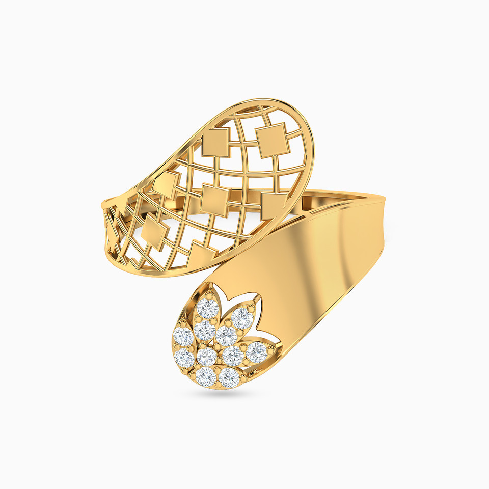 Flower Cubic Zirconia Two headed Ring in 21K Gold Flower Cubic Zirconia Two headed Ring in 21K Gold