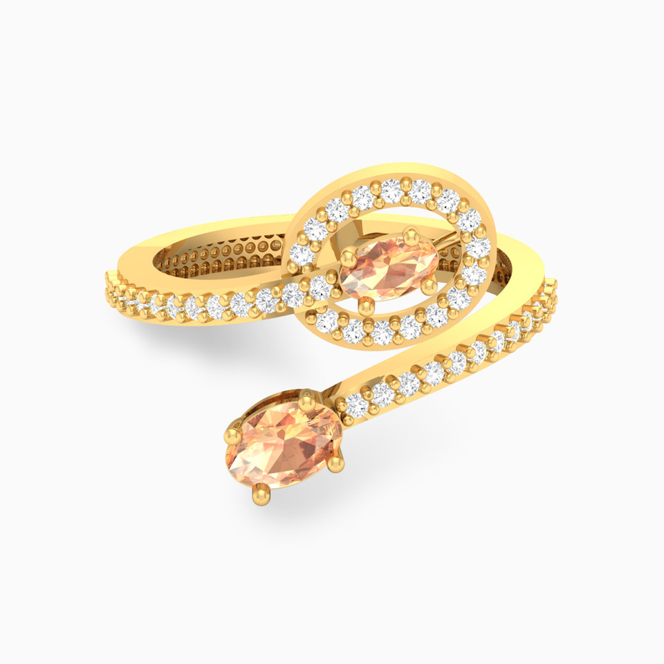 Oval Orange Stone Two headed Ring in 18K Gold Oval Orange Stone Two headed Ring in 18K Gold