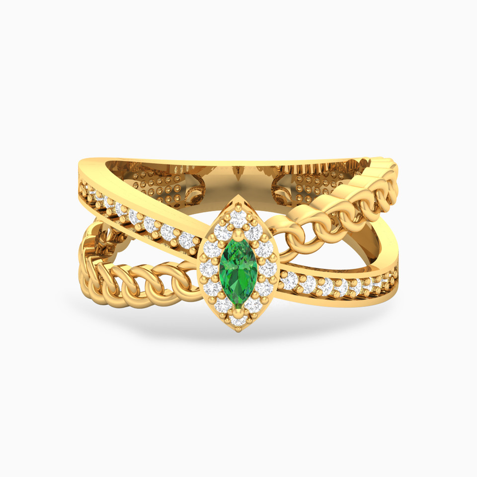 Marquise Green Stones Ring in 18K Gold Marquise Green Stones Ring in 18K Gold