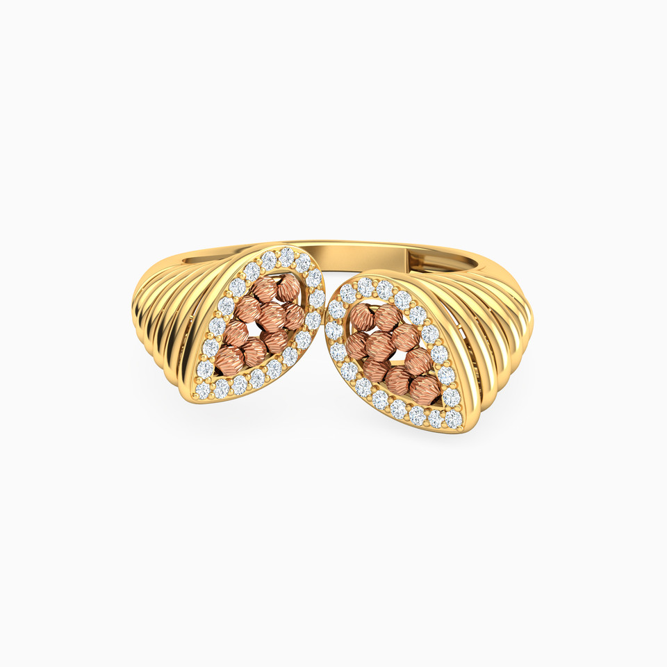 Pear Cubic Zirconia Two headed Ring in 21K Gold Pear Cubic Zirconia Two headed Ring in 21K Gold