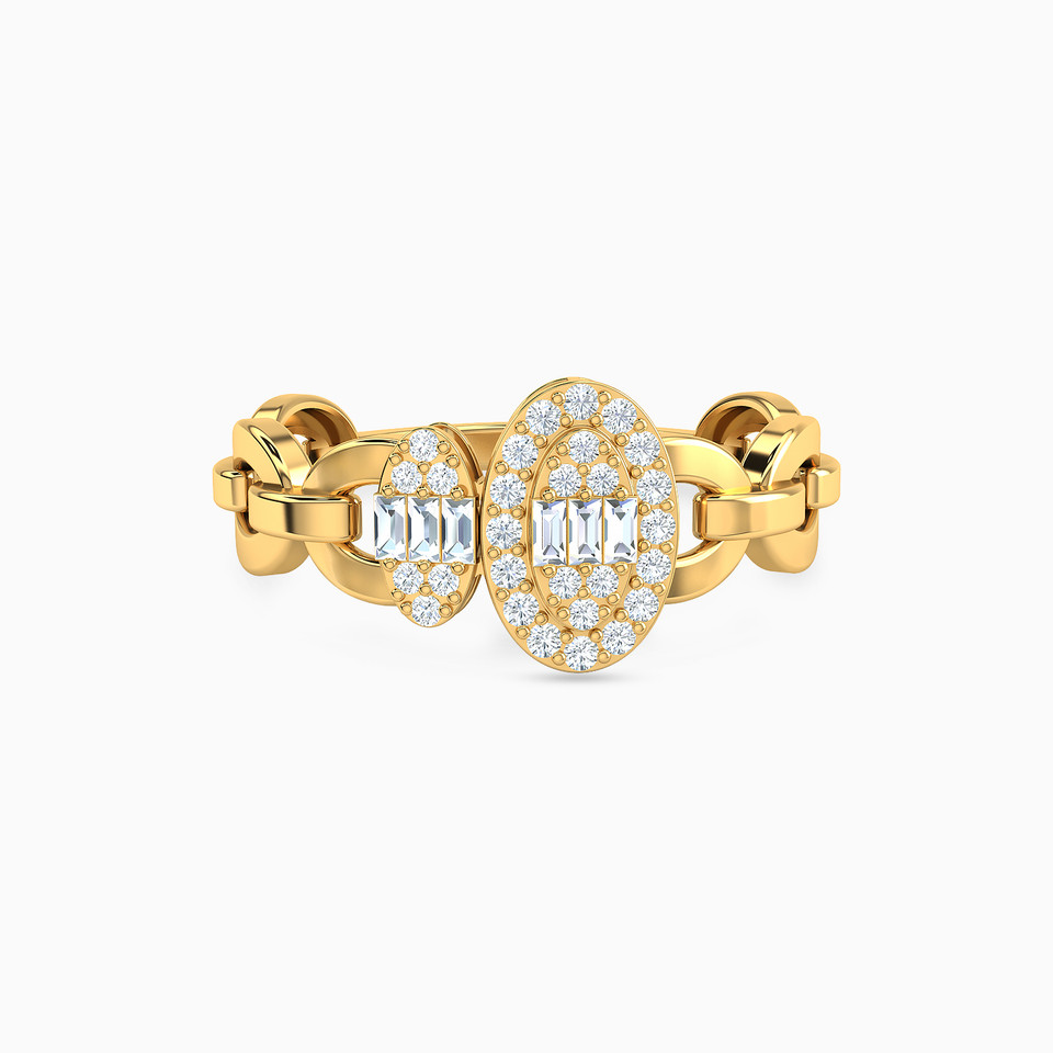 Oval Cubic Zirconia Ring in 21K Gold Oval Cubic Zirconia Ring in 21K Gold