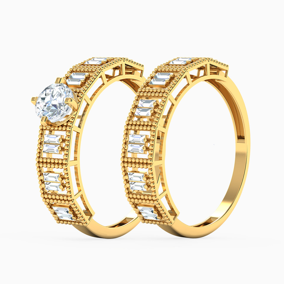 Baguette Cubic Zirconia Twin Rings in 18K Gold Baguette Cubic Zirconia Twin Rings in 18K Gold