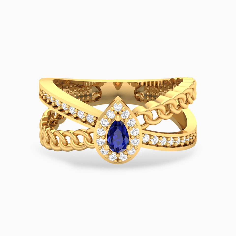 Pear Blue Stone Ring in 18K Gold Pear Blue Stone Ring in 18K Gold