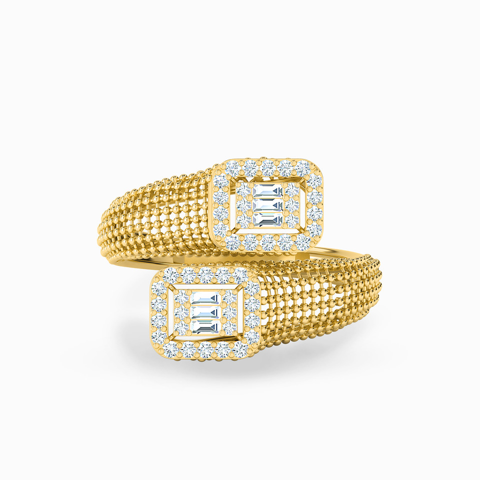 Rectangle Cubic Zirconia Two headed Ring in 21K Gold Rectangle Cubic Zirconia Two headed Ring in 21K Gold