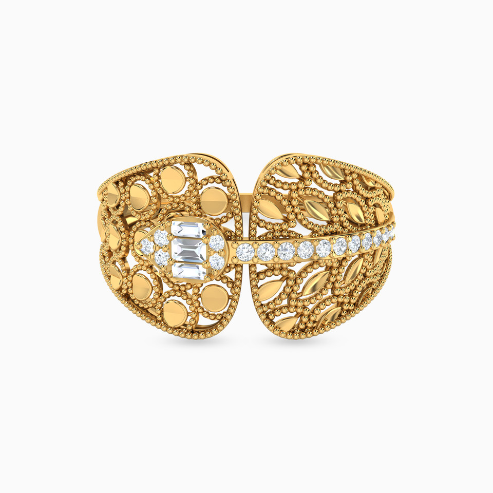 Abstract Cubic Zirconia Ring in 21K Gold Abstract Cubic Zirconia Ring in 21K Gold