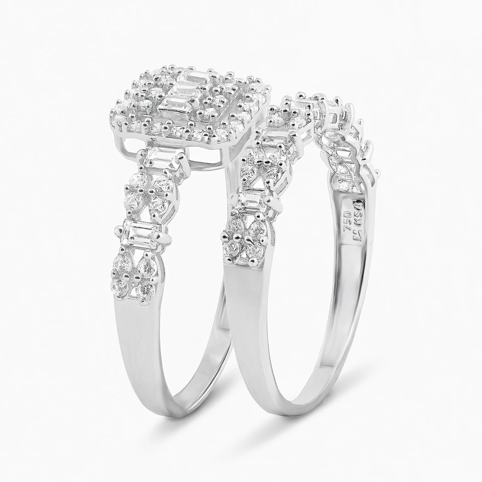 Square Cubic Zirconia Twin Rings in 18K Gold Square Cubic Zirconia Twin Rings in 18K Gold