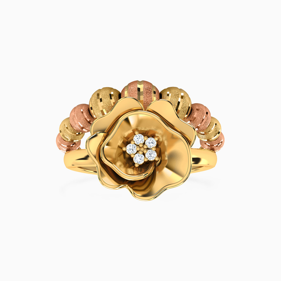 Flower Cubic Zirconia Ring in 21K Gold Flower Cubic Zirconia Ring in 21K Gold