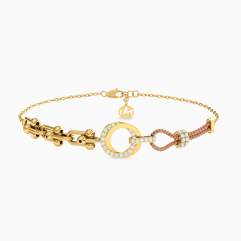Circle Cubic Zirconia Chain Bracelet in 21K Gold Circle Cubic Zirconia Chain Bracelet in 21K Gold