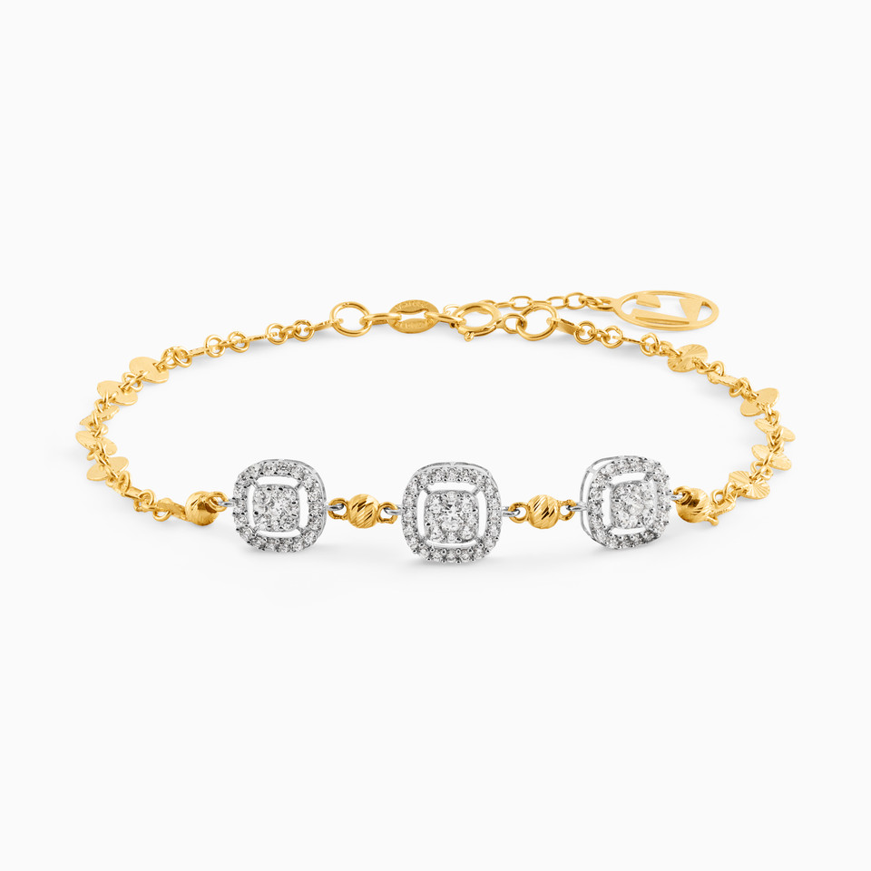 Square Cubic Zirconia Chain Bracelet in 18K Gold Square Cubic Zirconia Chain Bracelet in 18K Gold