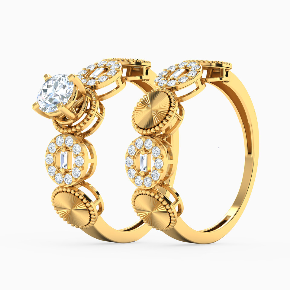 Circle Cubic Zirconia Twin Rings in 21K Gold Circle Cubic Zirconia Twin Rings in 21K Gold