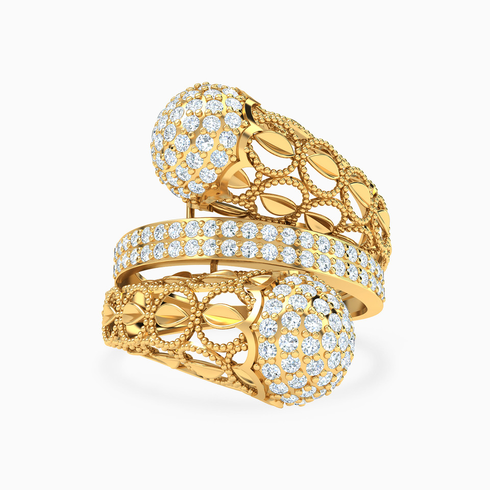 Round Cubic Zirconia Two headed Ring in 21K Gold Round Cubic Zirconia Two headed Ring in 21K Gold