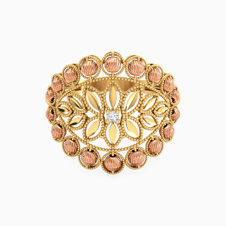Flower Cubic Zirconia Ring in 21K Gold Flower Cubic Zirconia Ring in 21K Gold