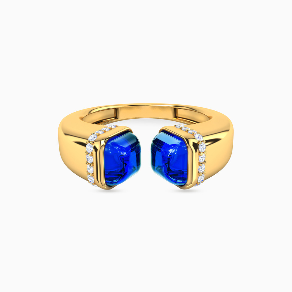 Square Blue Stone Open Ring in 18K Gold Square Blue Stone Open Ring in 18K Gold