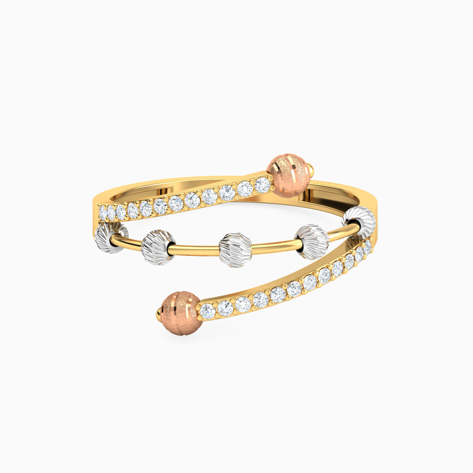 Round Cubic Zirconia Two headed Ring in 21K Gold Round Cubic Zirconia Two headed Ring in 21K Gold