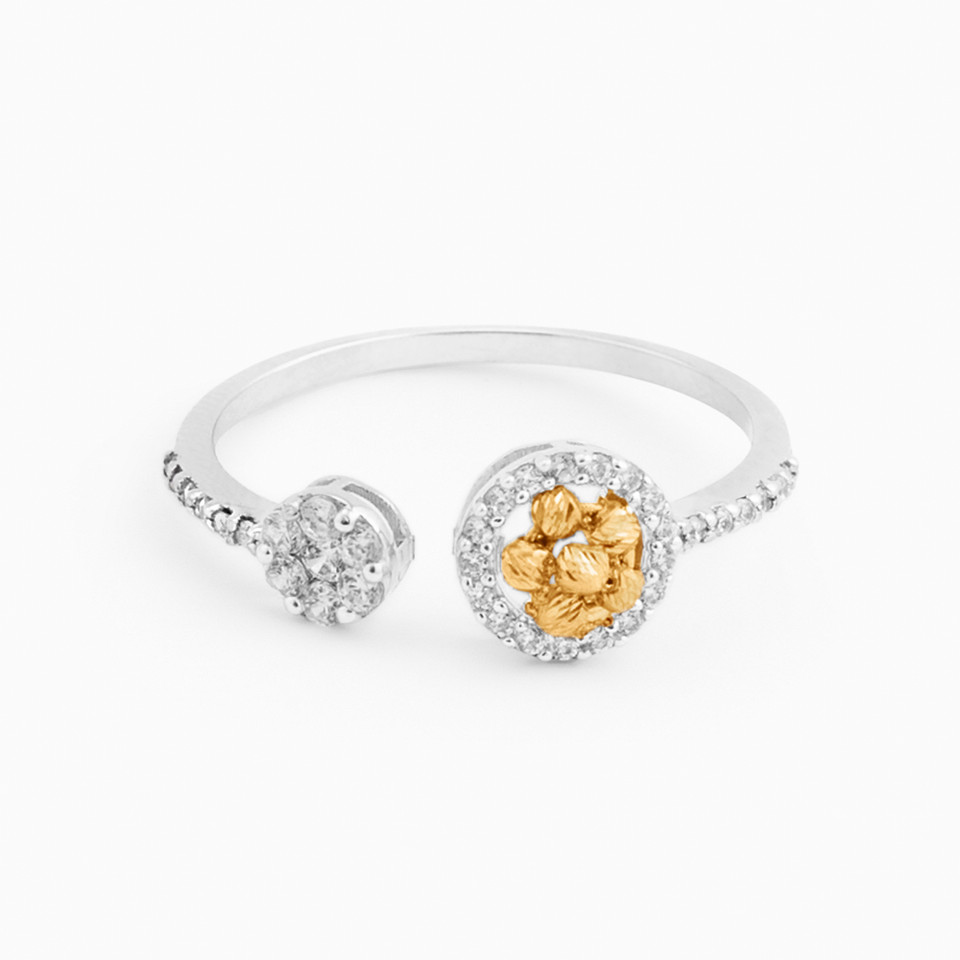 Flower Cubic Zirconia Two headed Ring in 18K Gold Flower Cubic Zirconia Two headed Ring in 18K Gold