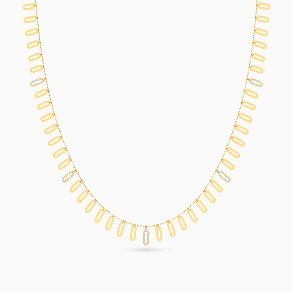 Oval Cubic Zirconia Chain Necklace in 21K Gold Oval Cubic Zirconia Chain Necklace in 21K Gold