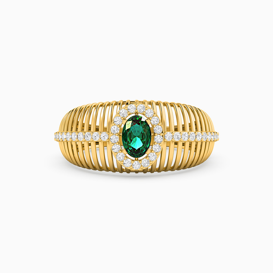 Oval Green Stones Ring in 21K Gold Oval Green Stones Ring in 21K Gold
