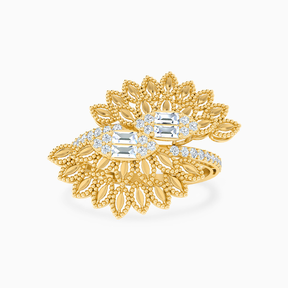 Leaf Cubic Zirconia Ring in 21K Gold Leaf Cubic Zirconia Ring in 21K Gold