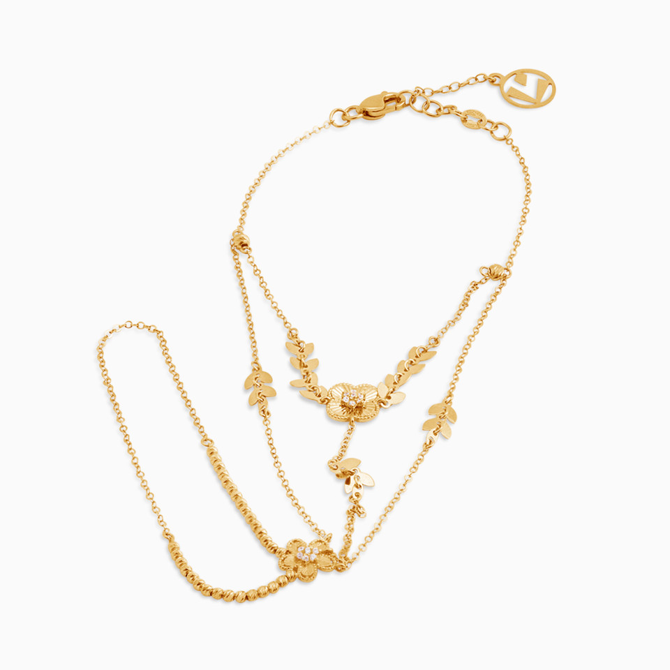 Flower Cubic Zirconia Chain Bracelet in 21K Gold Flower Cubic Zirconia Chain Bracelet in 21K Gold