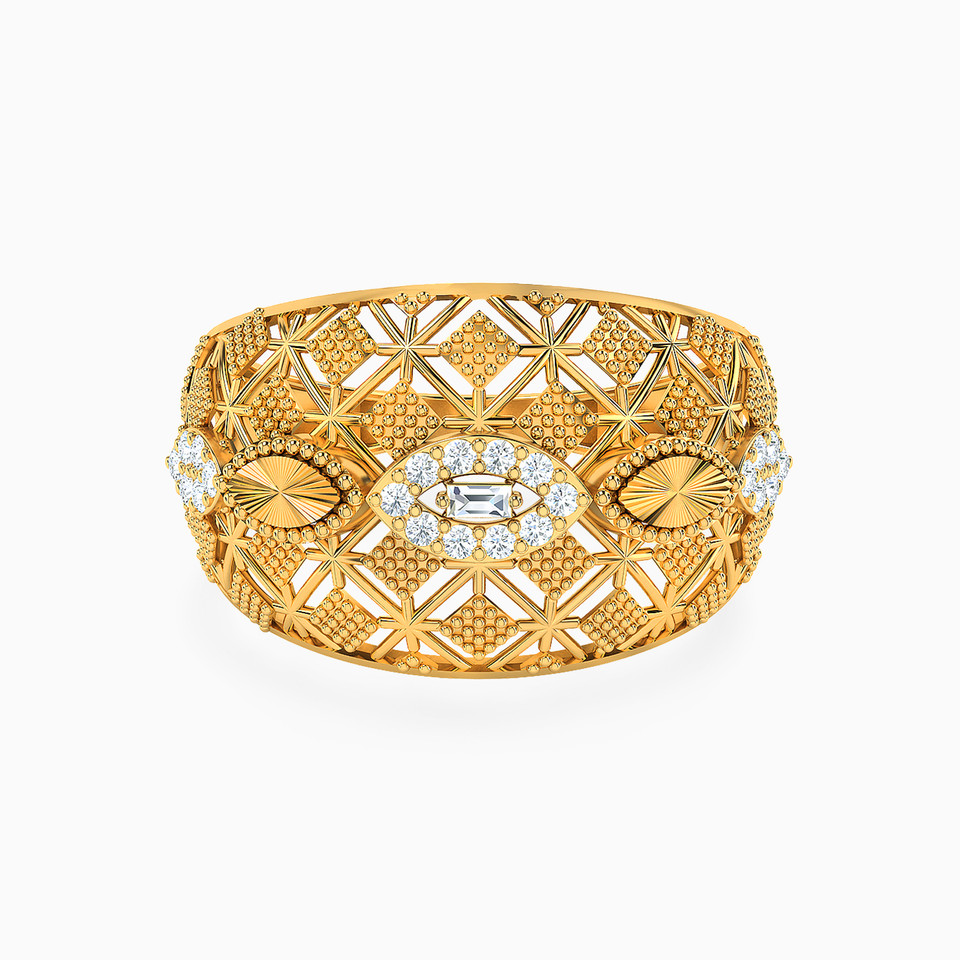 Abstract Cubic Zirconia Ring in 21K Gold Abstract Cubic Zirconia Ring in 21K Gold