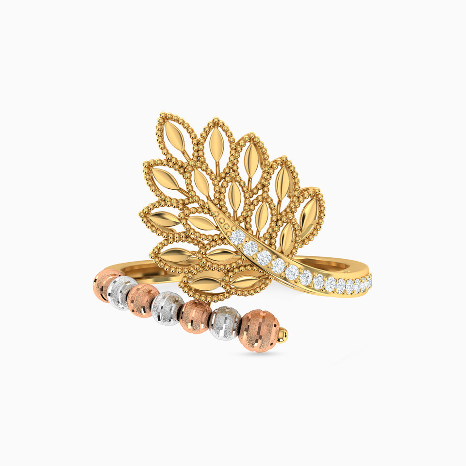 Leaf Cubic Zirconia Ring in 21K Gold Leaf Cubic Zirconia Ring in 21K Gold