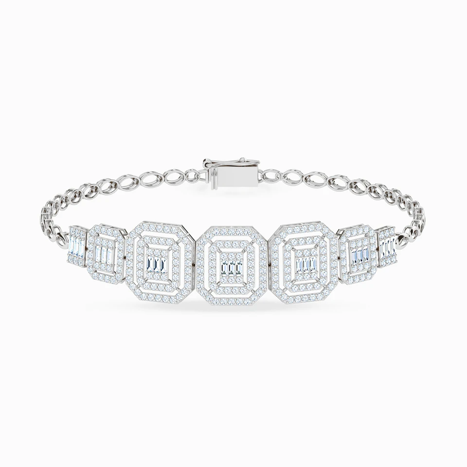 Square Cubic Zirconia Chain Bracelet in 18K Gold Square Cubic Zirconia Chain Bracelet in 18K Gold