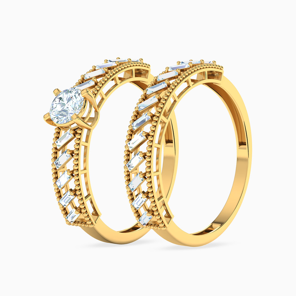 Baguette Cubic Zirconia Twin Rings in 18K Gold Baguette Cubic Zirconia Twin Rings in 18K Gold