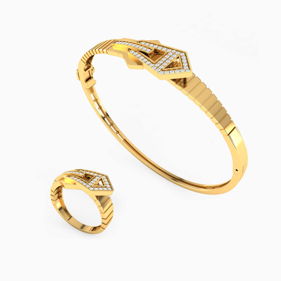 Cubic Zirconia Half Set in 21K Gold (2 Pieces) Cubic Zirconia Half Set in 21K Gold (2 Pieces)