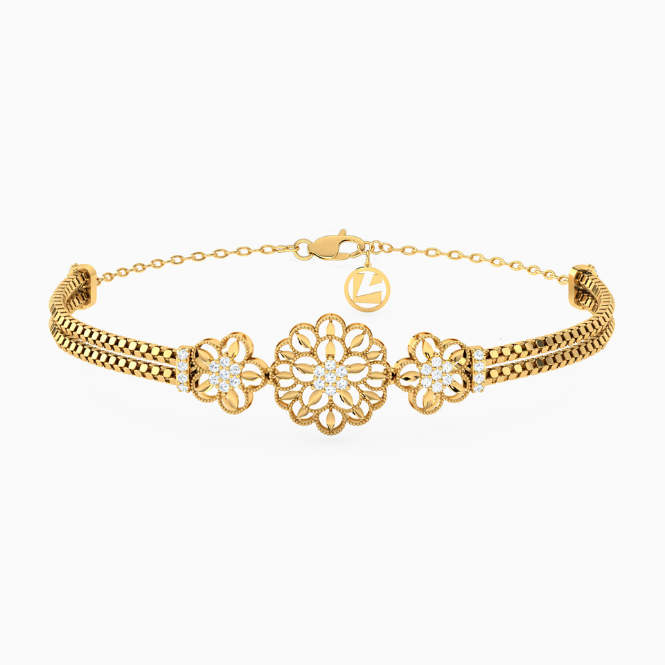 Flower Cubic Zirconia Chain Bracelet in 21K Gold Flower Cubic Zirconia Chain Bracelet in 21K Gold