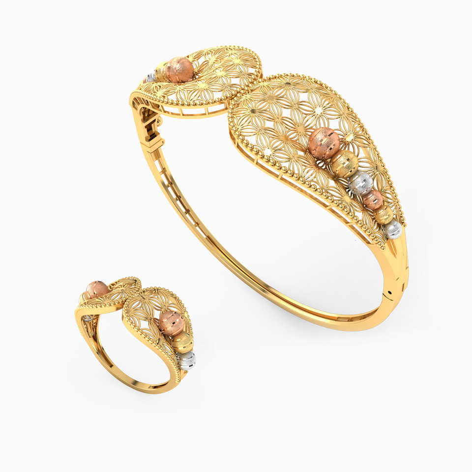 Beaded Half Set in 21K Gold (2 Pieces) Beaded Half Set in 21K Gold (2 Pieces)
