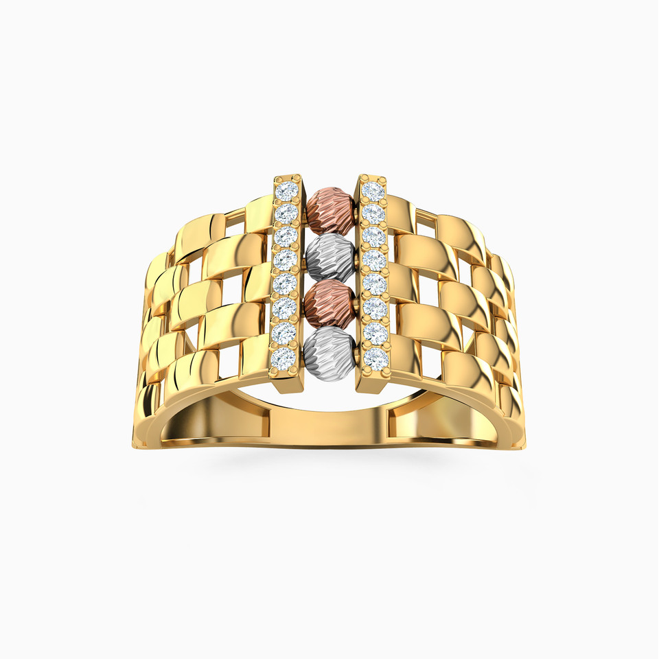 Abstract Cubic Zirconia Ring in 21K Gold Abstract Cubic Zirconia Ring in 21K Gold