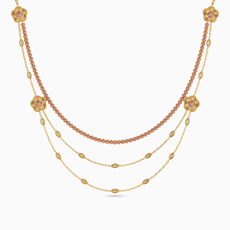 Flower Layered Necklace in 21K Gold Flower Layered Necklace in 21K Gold